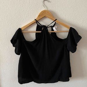 BP T-Strapped Off the Shoulder Black Blouse